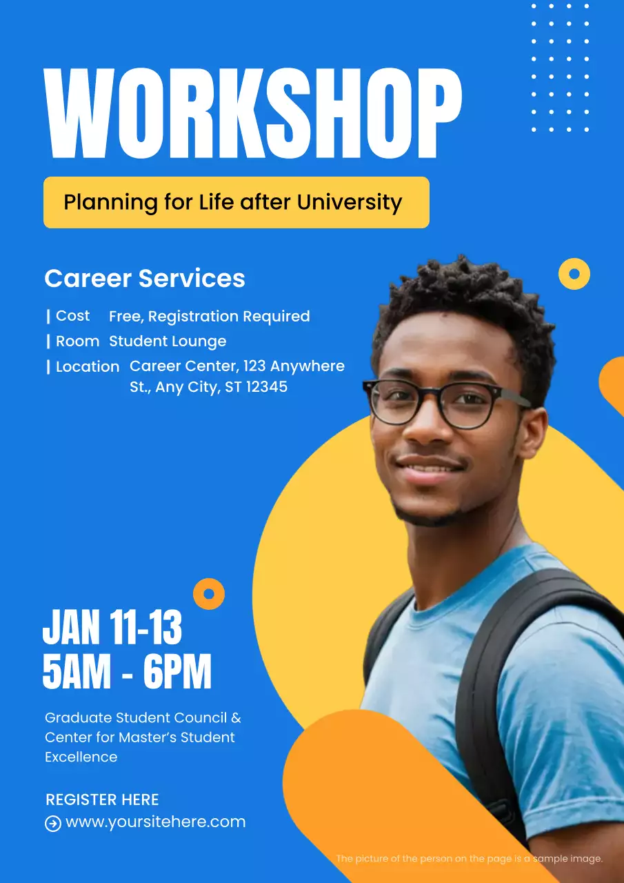 Blue Modern Career Workshop Announcement Poster