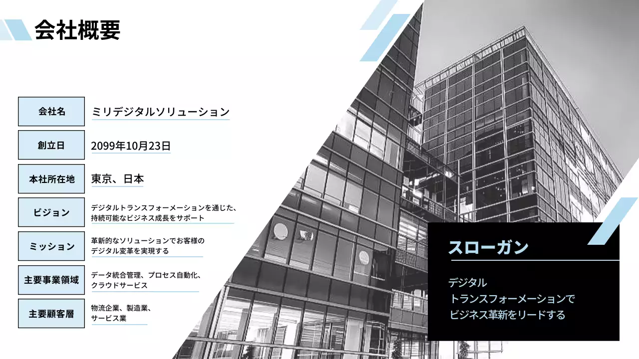 白黒 モダン ビジネス プレゼンテーション