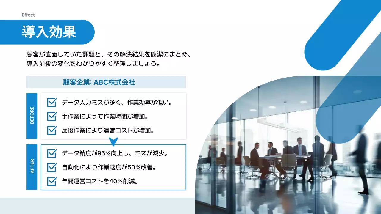 青 シンプル ビジネス プレゼンテーション