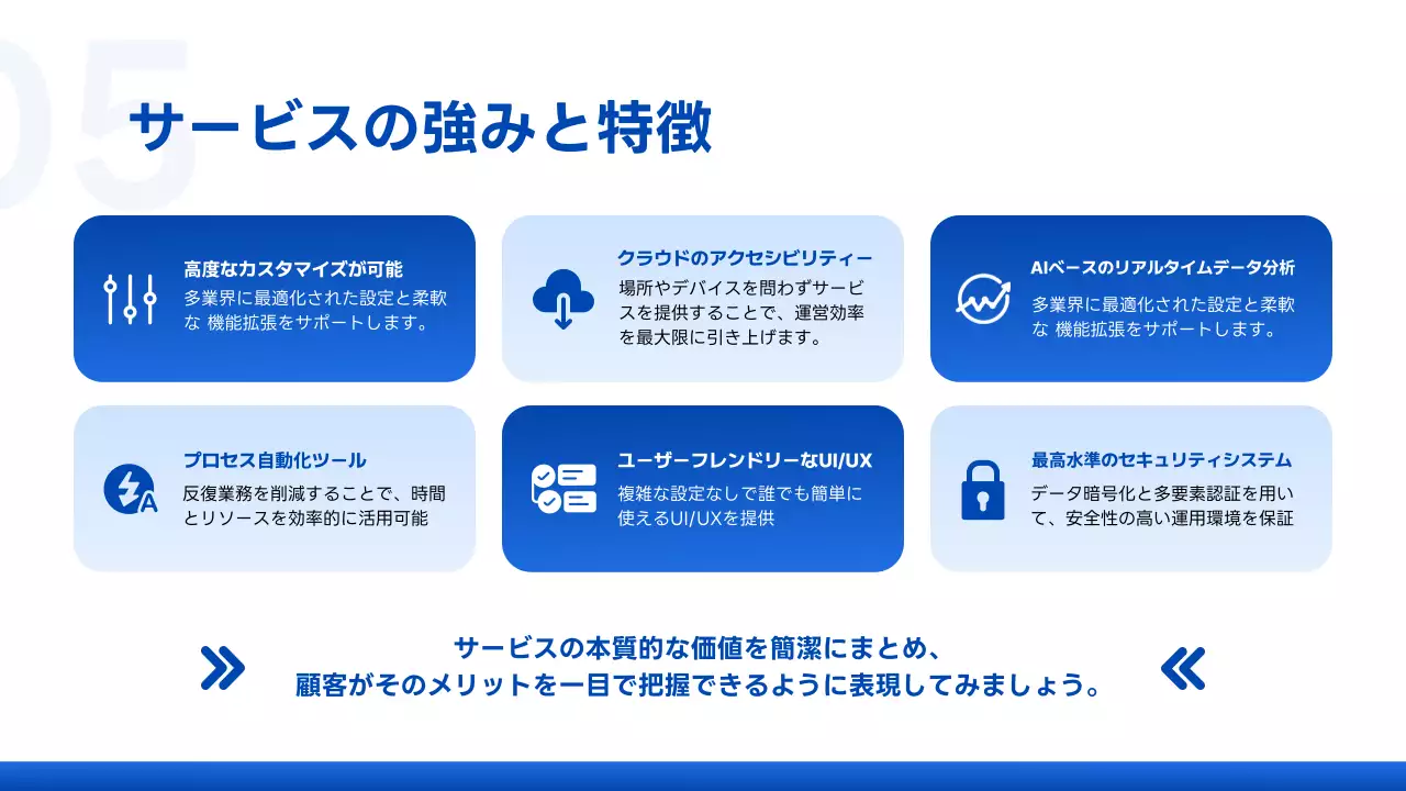 青 モダン サービス紹介 プレゼンテーション