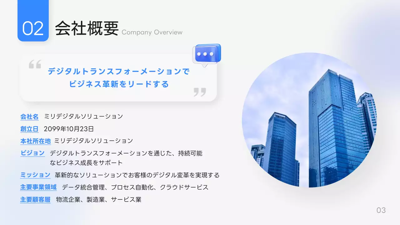 青 モダン デジタルソリューション プレゼンテーション