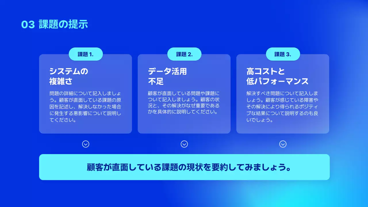 青 モダン ソリューション 企画書 プレゼンテーション