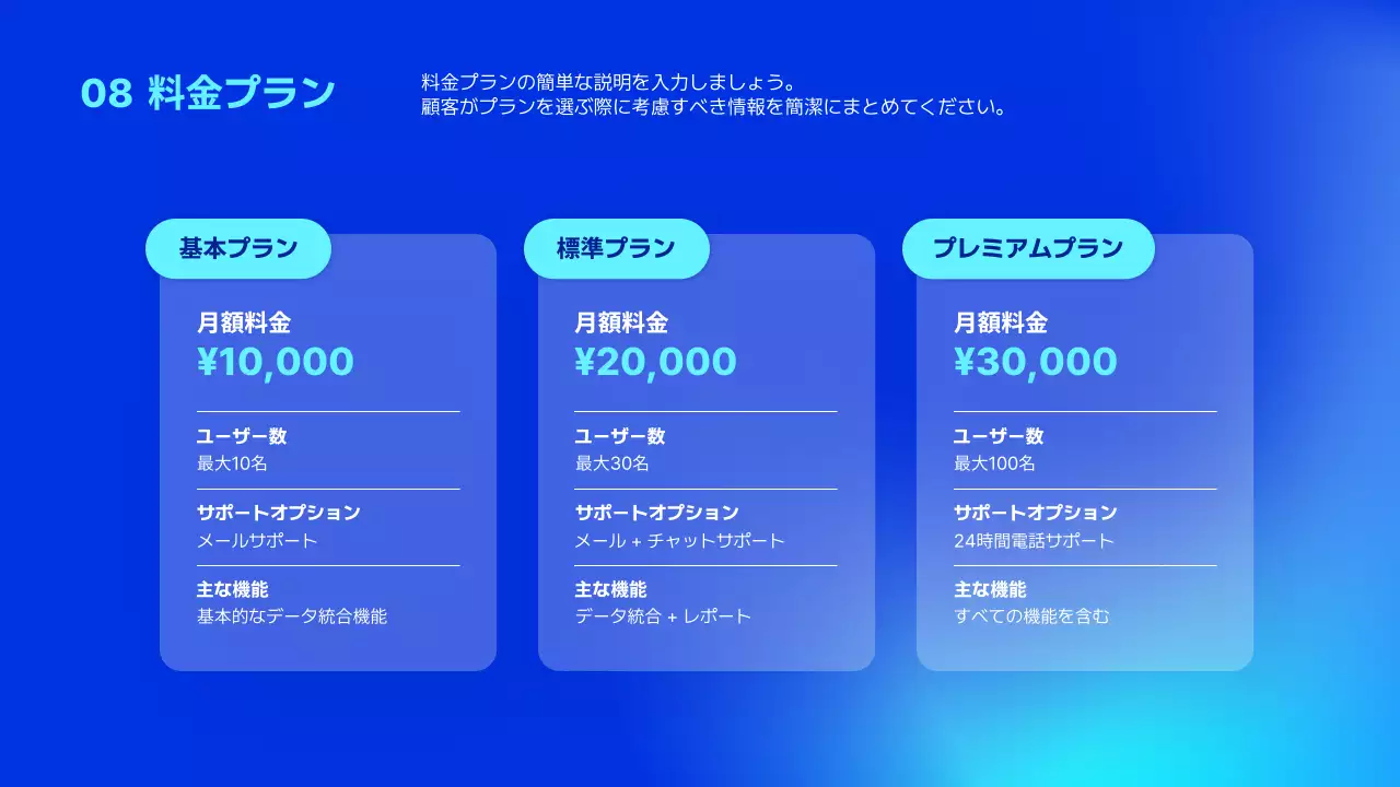 青 モダン ソリューション 企画書 プレゼンテーション