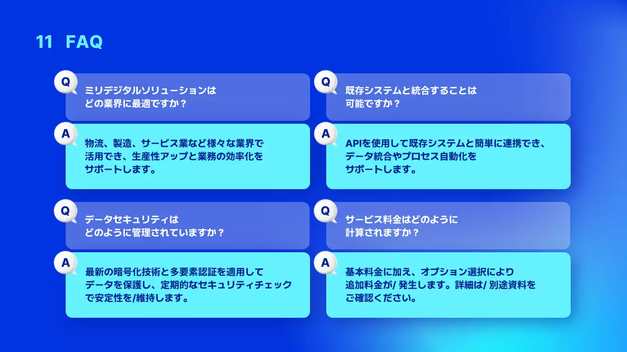 青 モダン ソリューション 企画書 プレゼンテーション