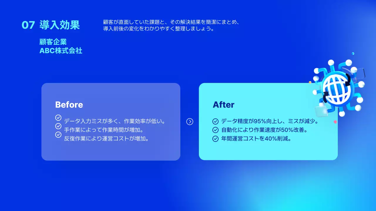 青 モダン ソリューション 企画書 プレゼンテーション