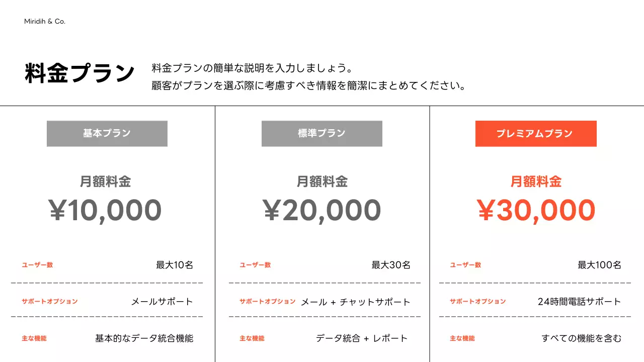 白黒 モダン ビジネス 提案書 プレゼンテーション