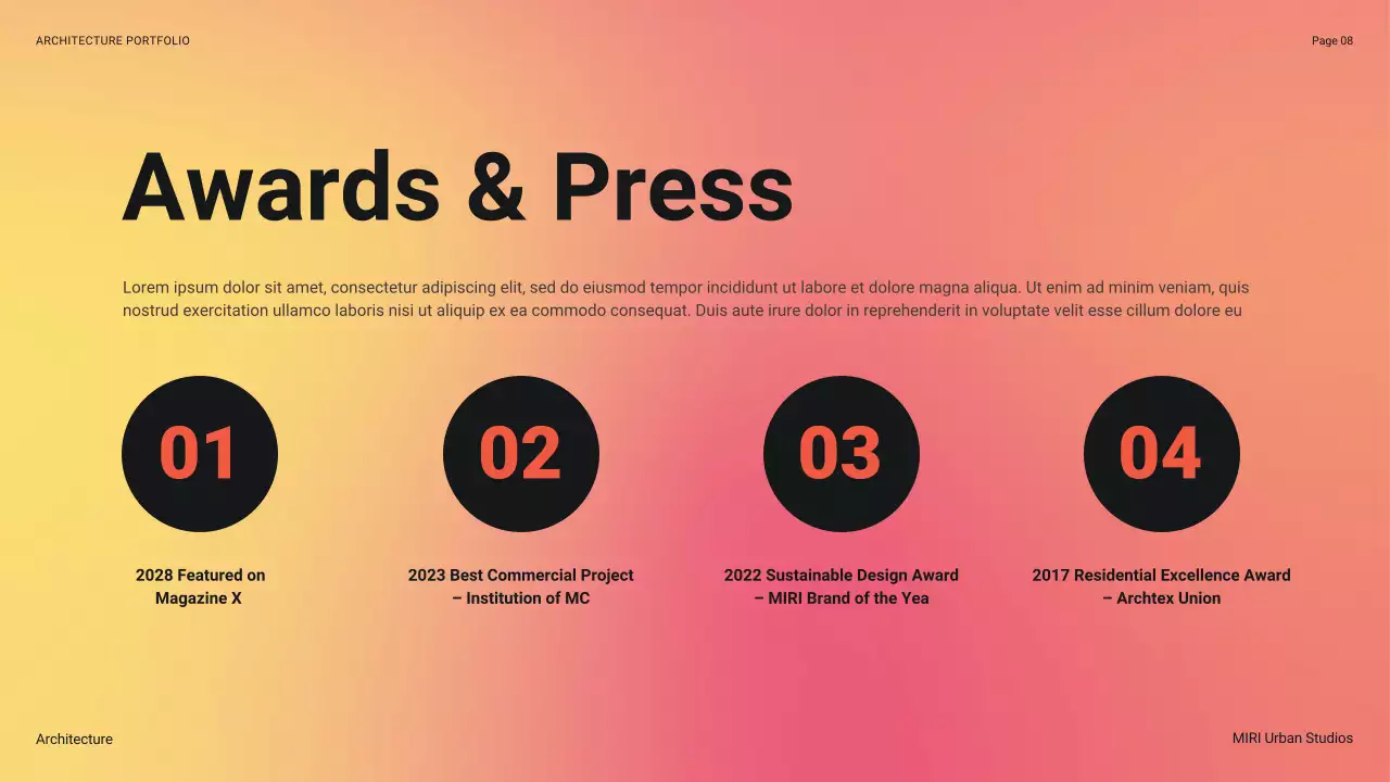 Coral Modern Architecture Portfolio Presentation