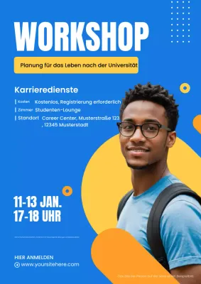 blue modern career workshop Einladung