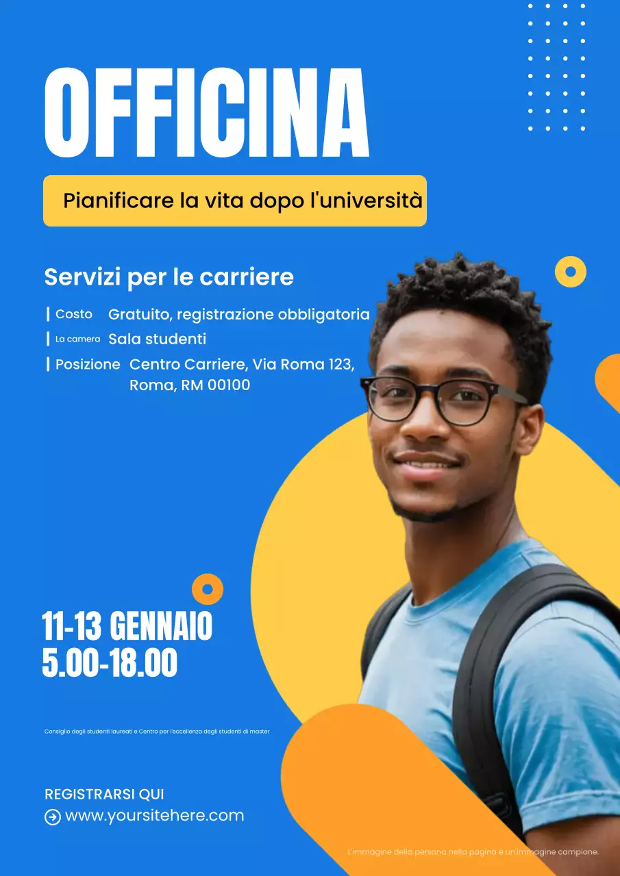 invito al workshop sulla carriera moderna in blu