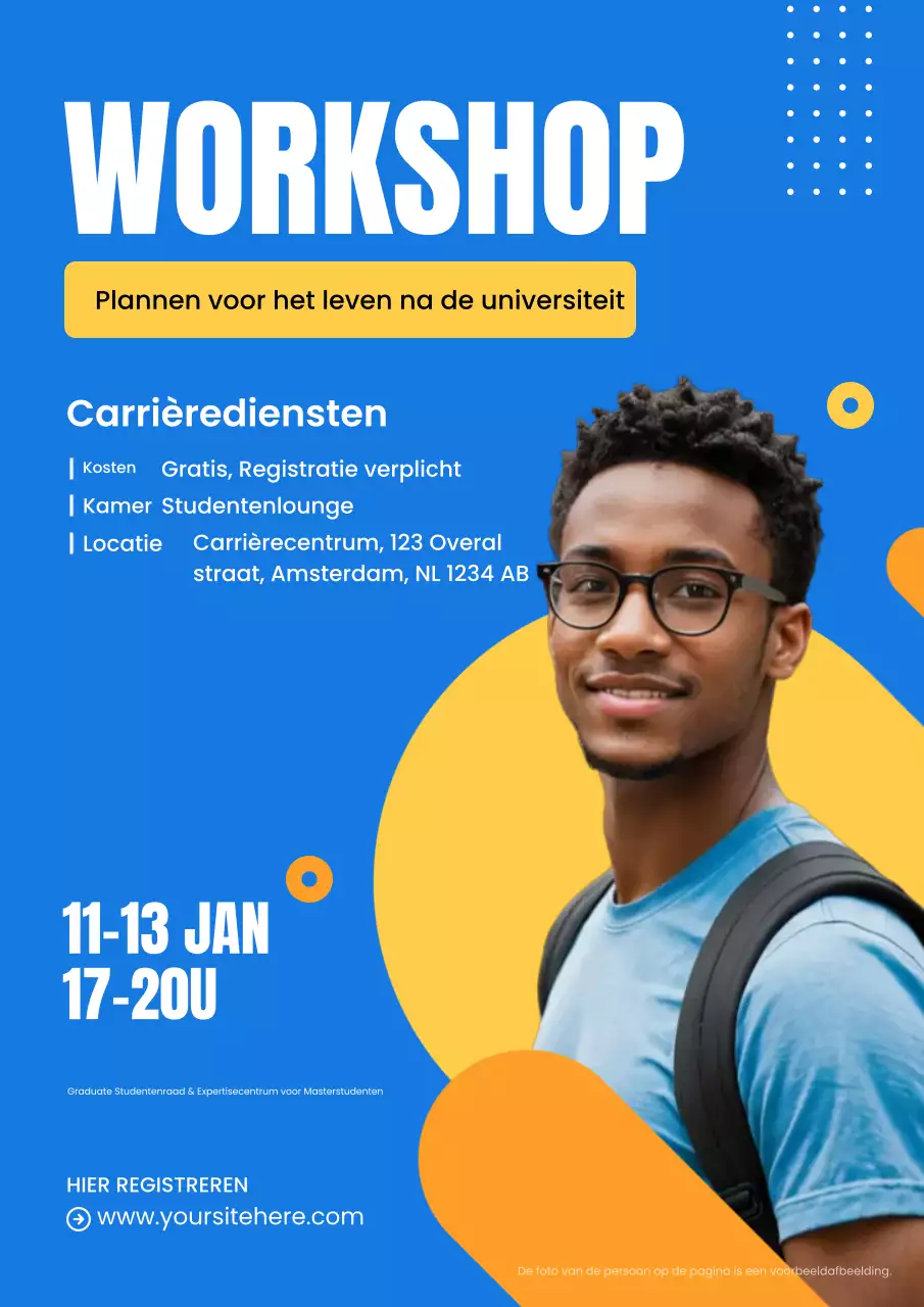 uitnodiging blauwe moderne carrière workshop
