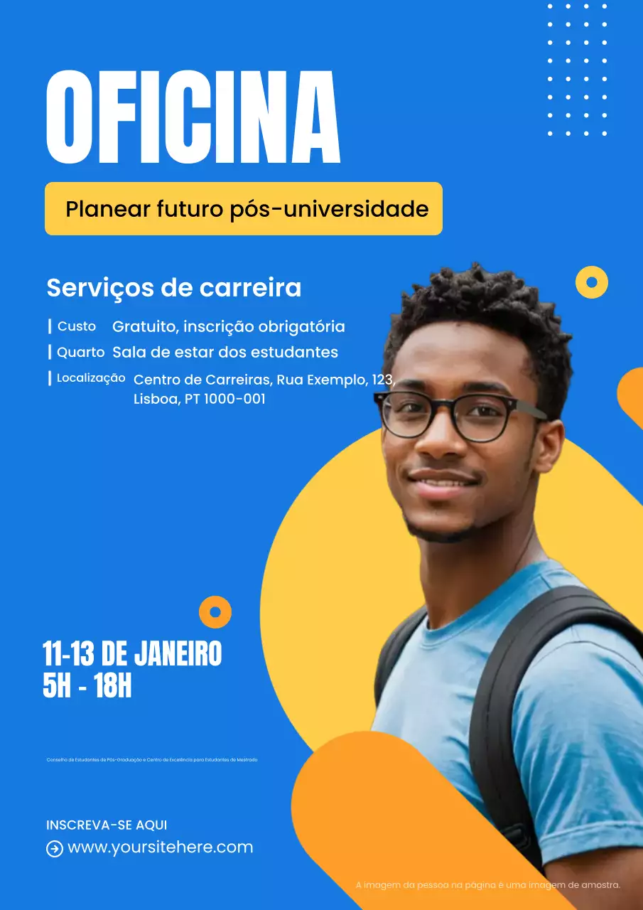 convite para workshop de carreiras moderno azul