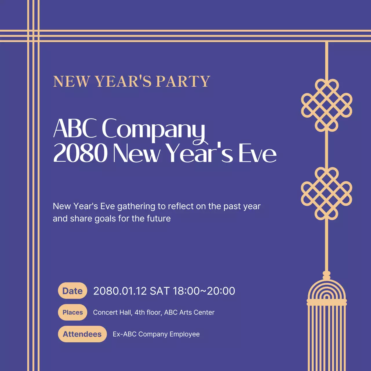 Undangan Pesta Biru Elegan Posting Media Sosial