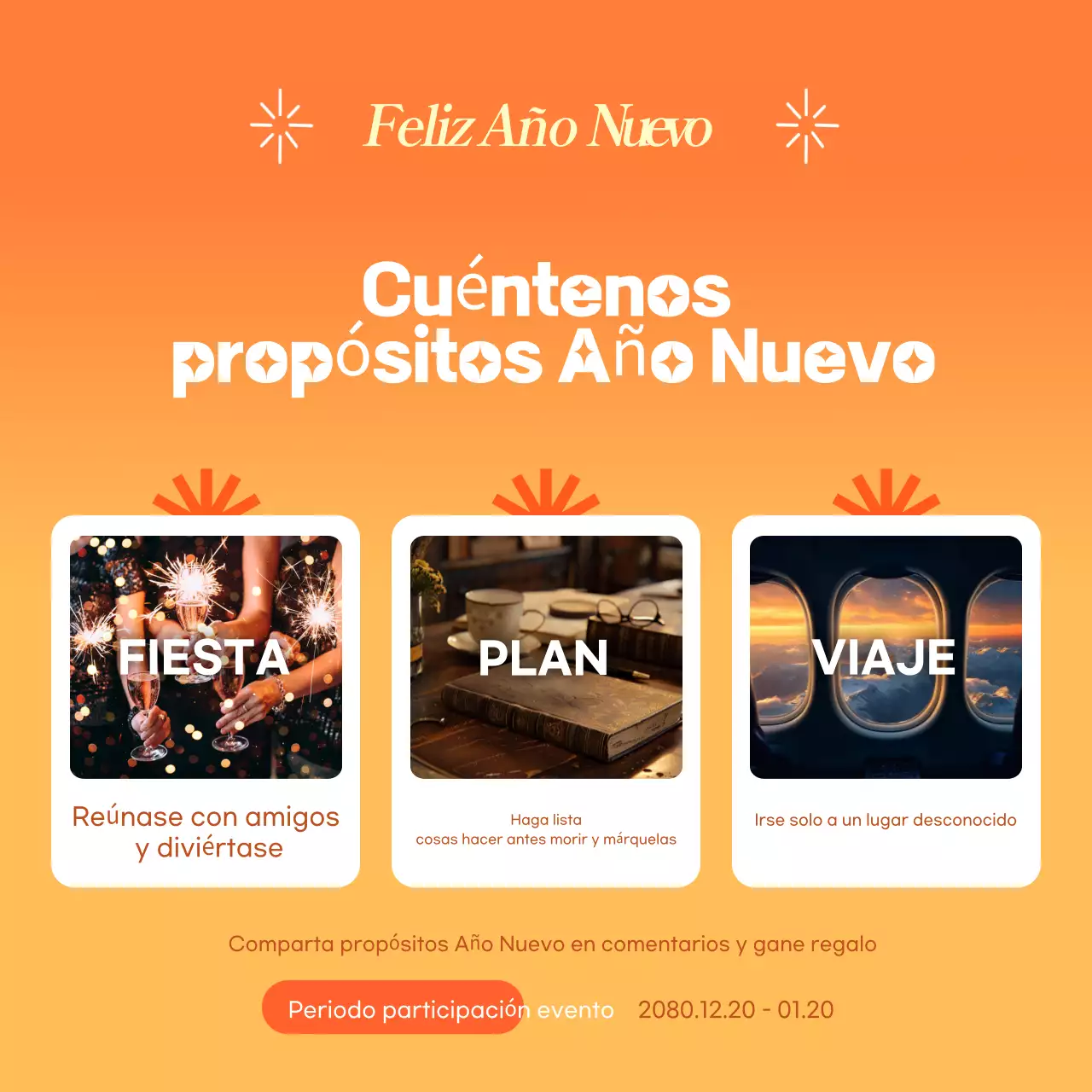 Evento naranja de Año Nuevo por defecto