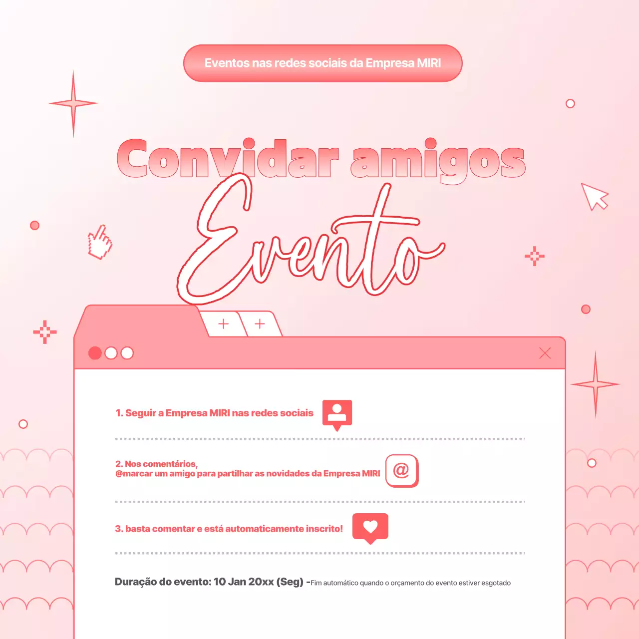Eventos nas redes sociais Pink Simple