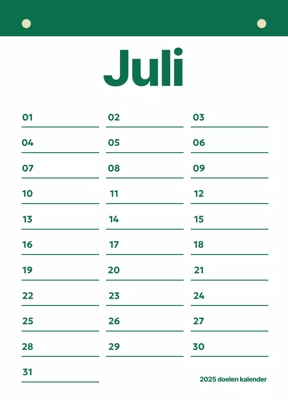 Nette kalender planning doelen tracker