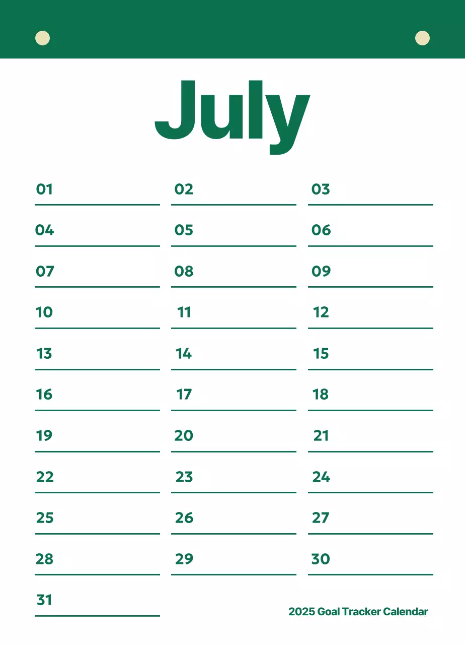 Pelacak Sasaran Perencanaan Kalender yang Rapi