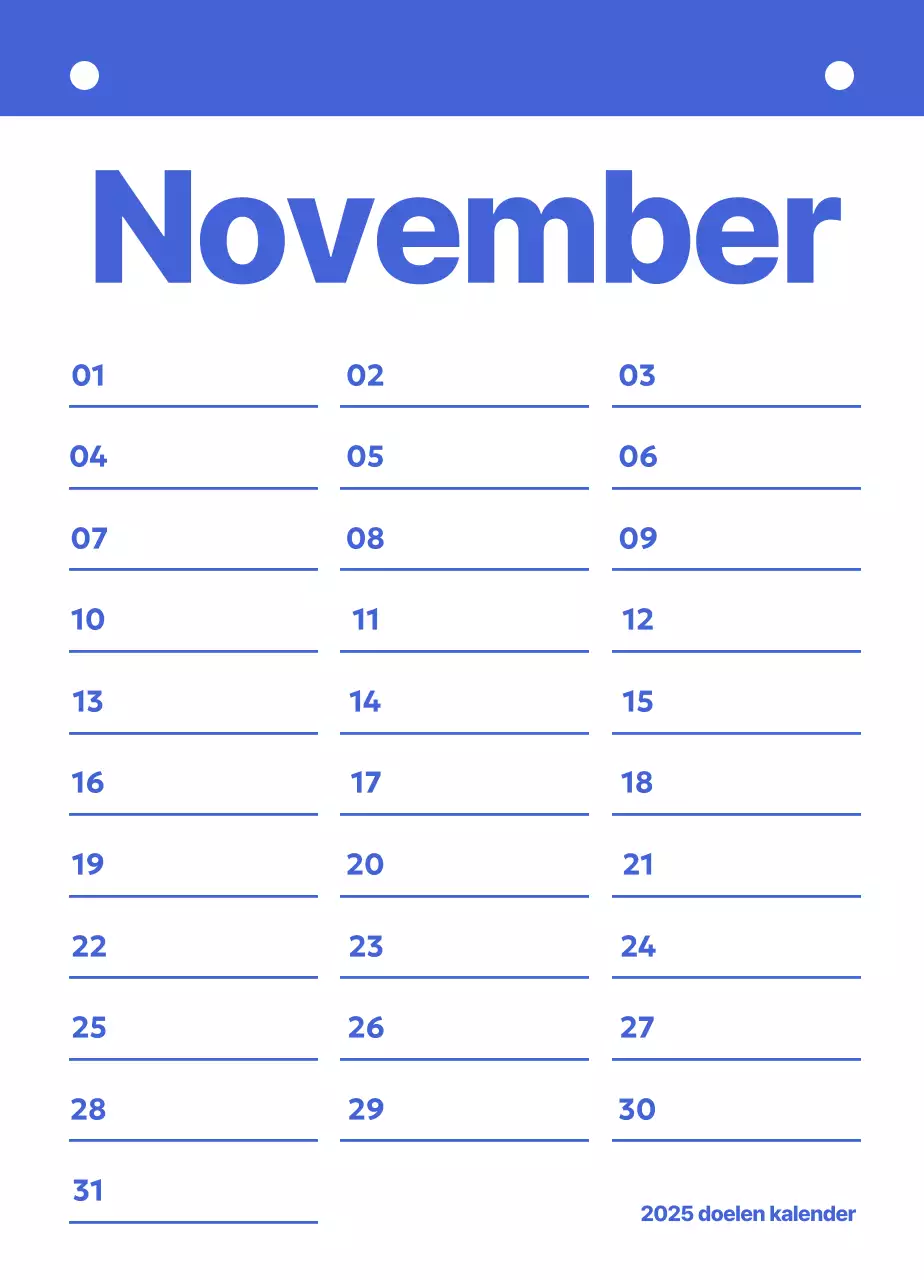 Nette kalender planning doelen tracker