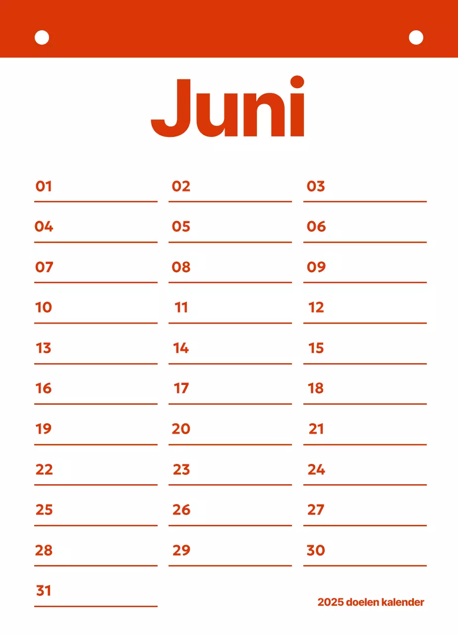 Nette kalender planning doelen tracker