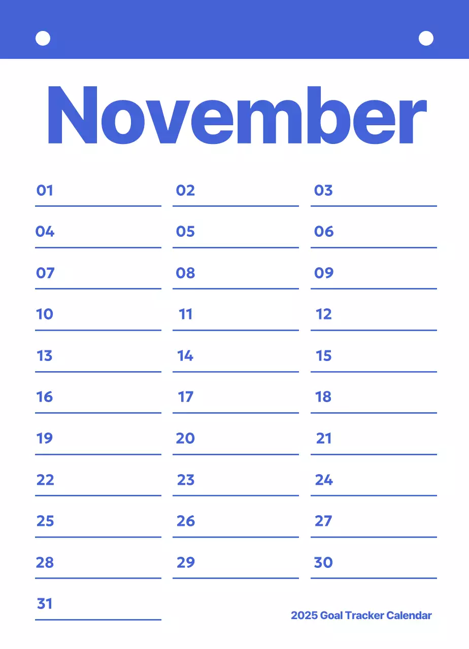 Pelacak Sasaran Perencanaan Kalender yang Rapi