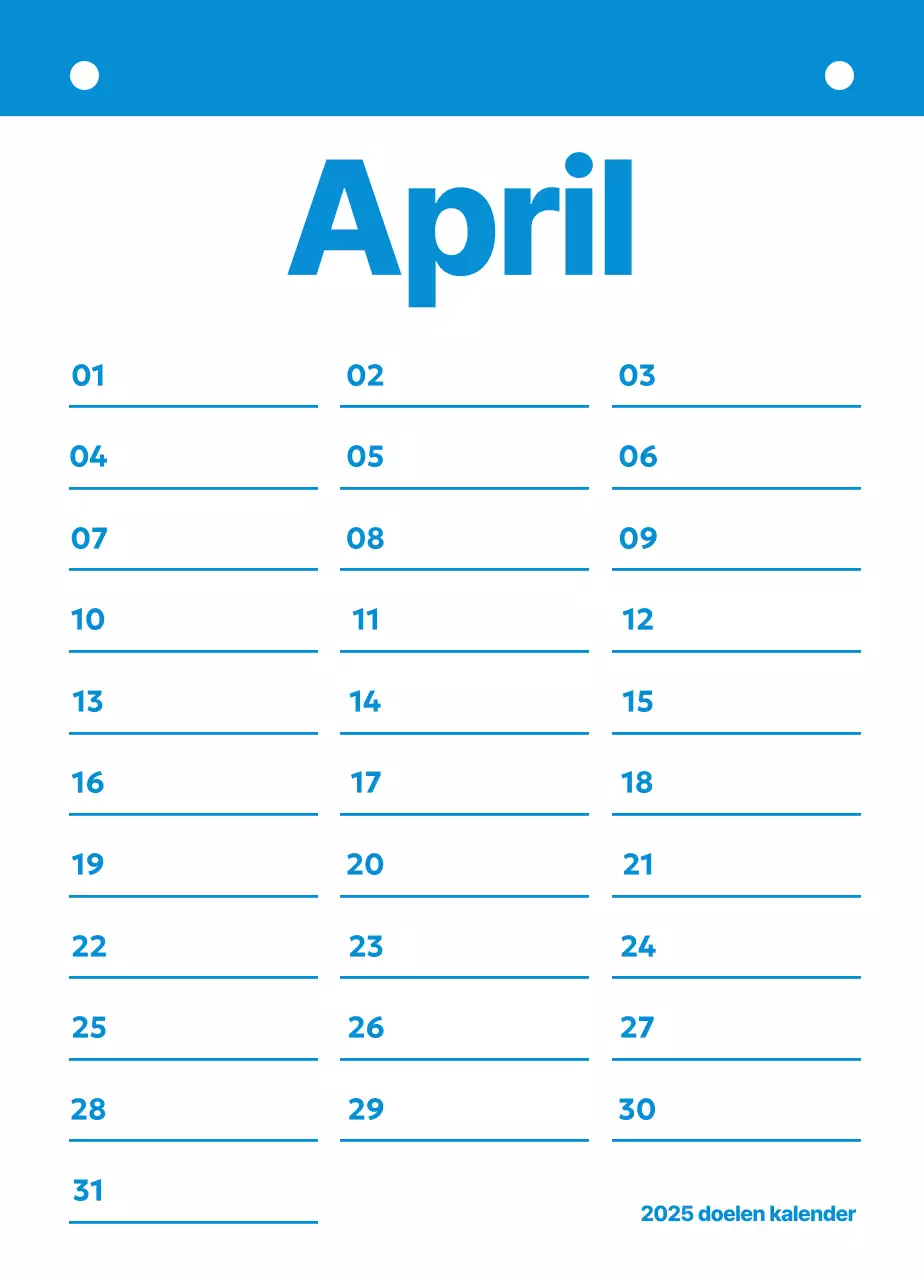 Nette kalender planning doelen tracker