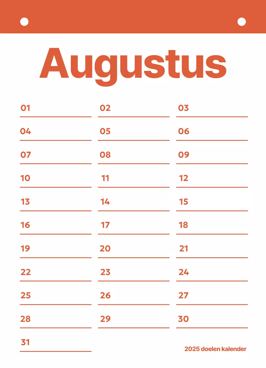 Nette kalender planning doelen tracker