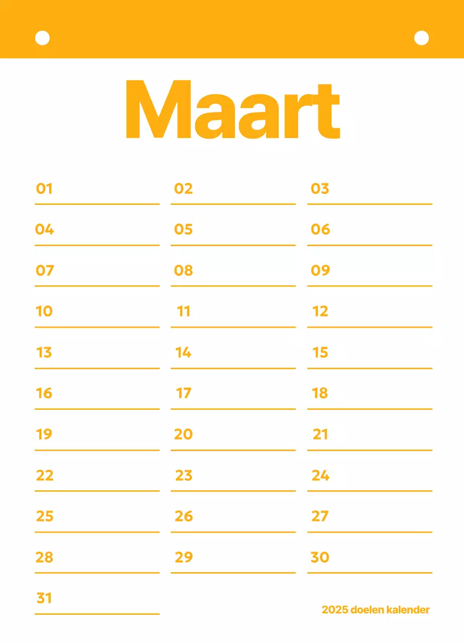 Nette kalender planning doelen tracker