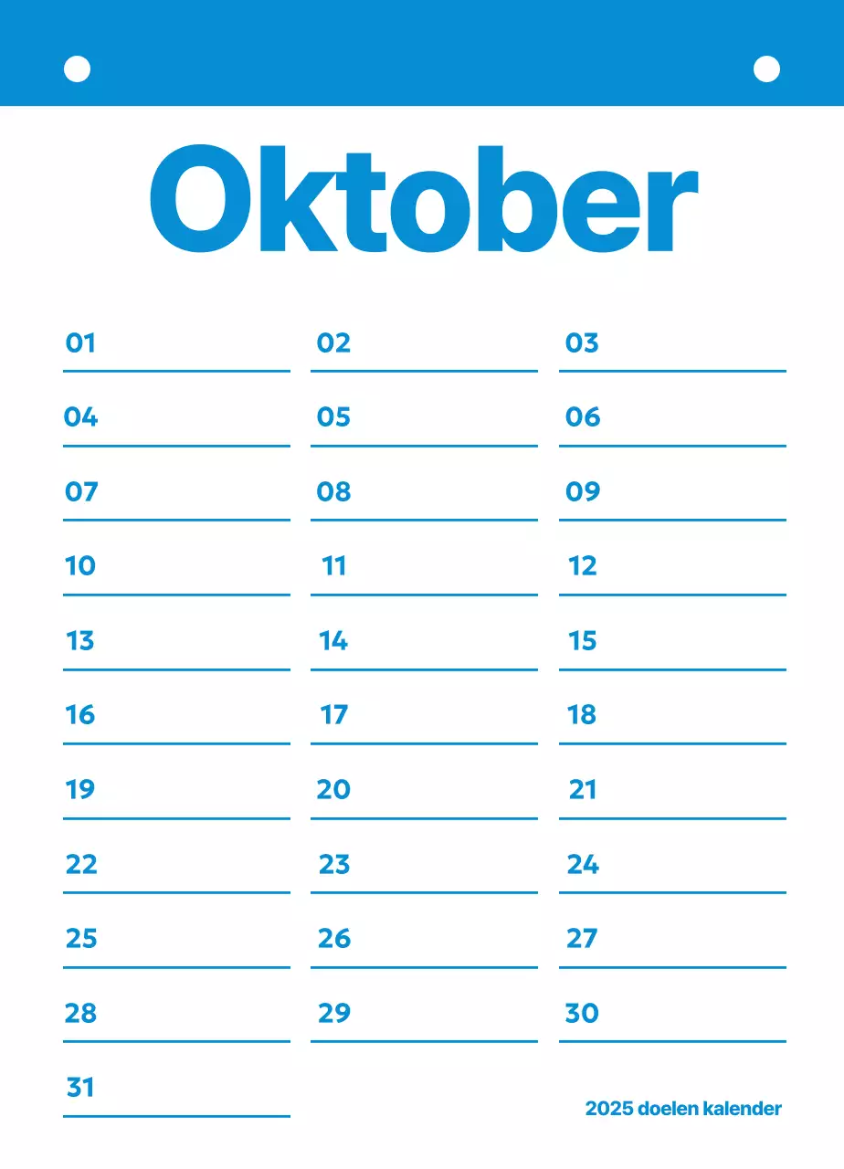 Nette kalender planning doelen tracker