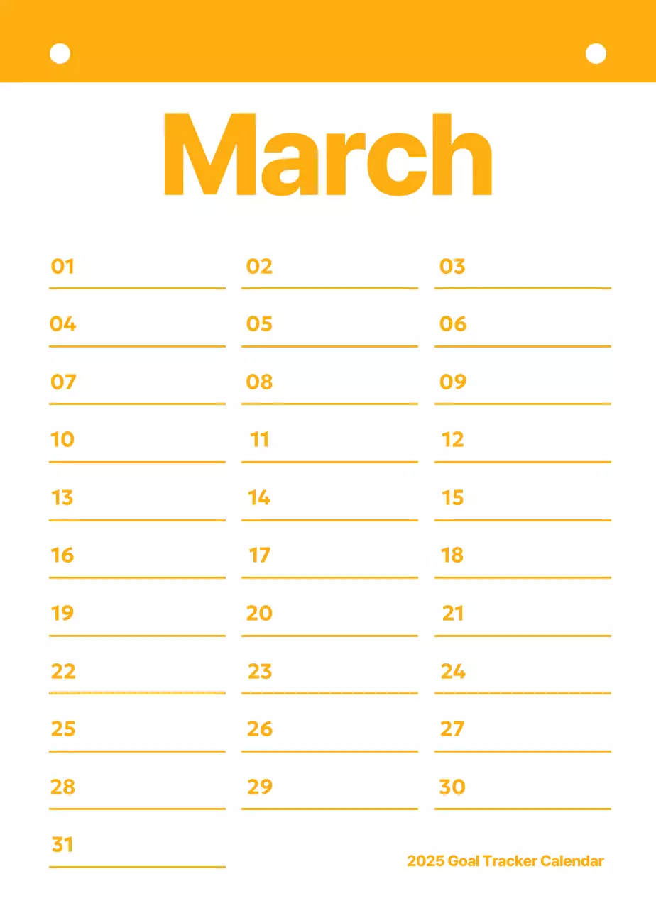 Pelacak Sasaran Perencanaan Kalender yang Rapi