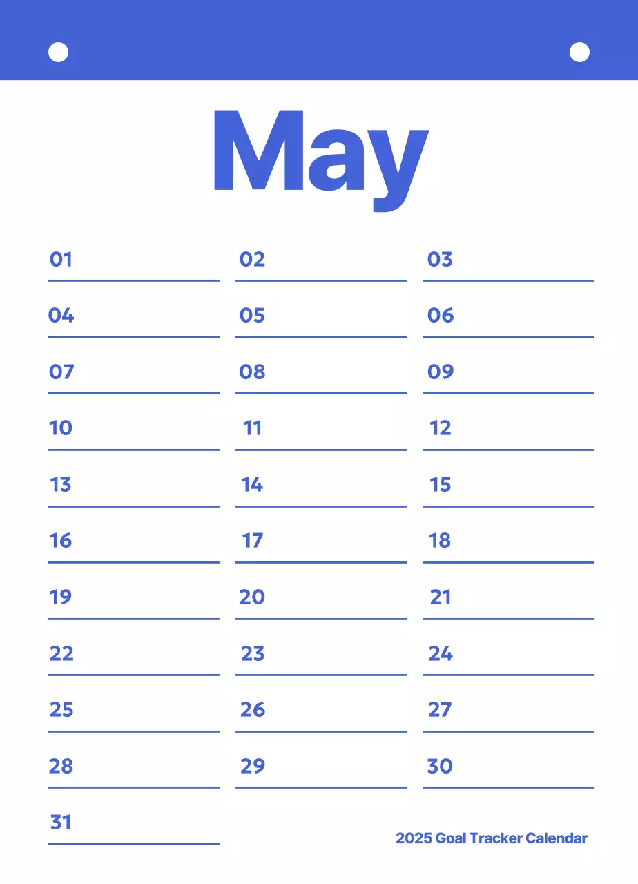 Pelacak Sasaran Perencanaan Kalender yang Rapi