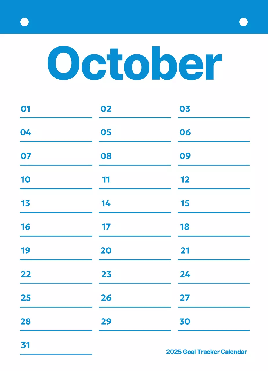 Pelacak Sasaran Perencanaan Kalender yang Rapi