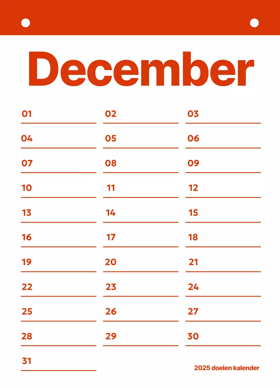 Nette kalender planning doelen tracker