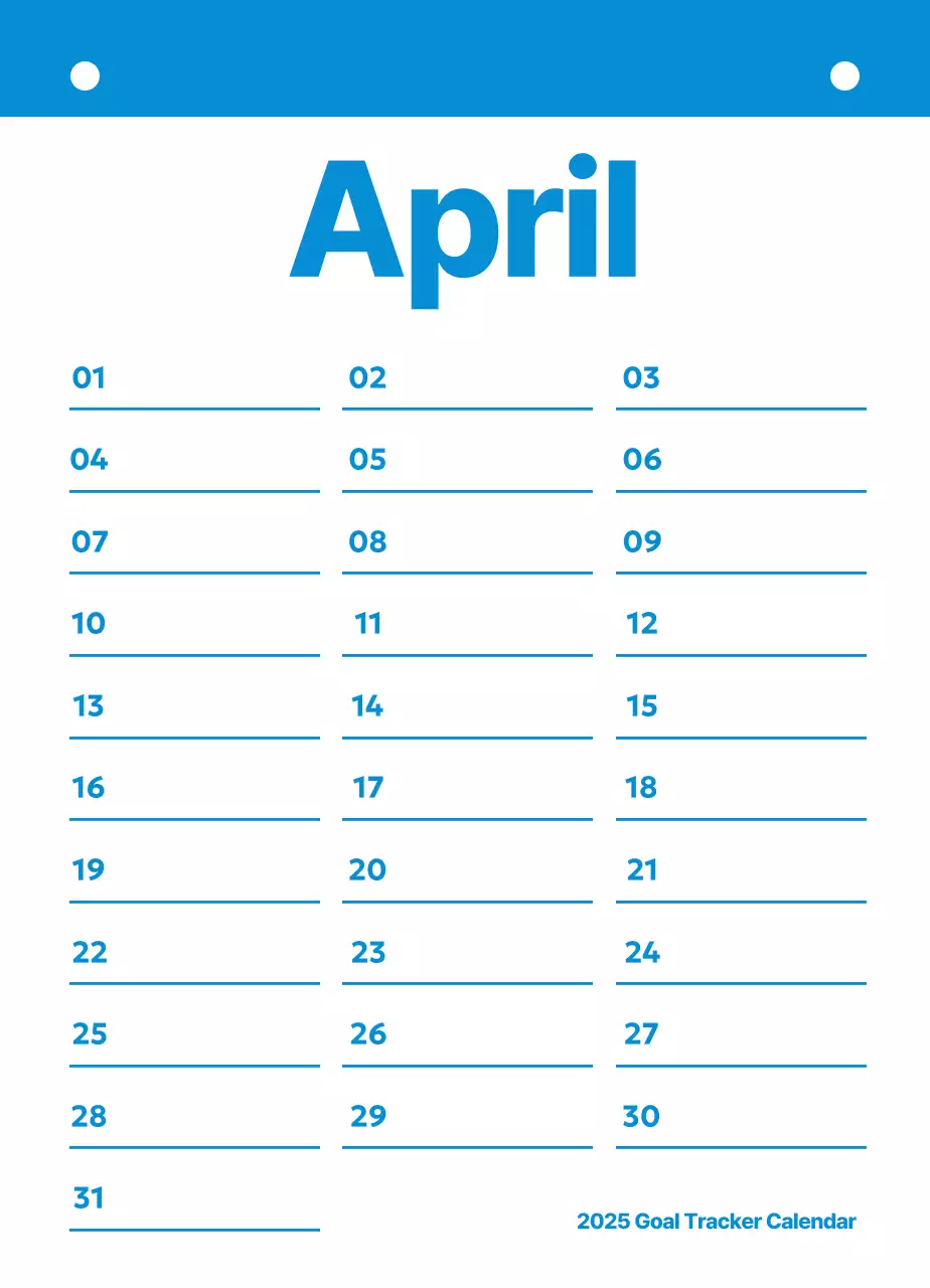 Pelacak Sasaran Perencanaan Kalender yang Rapi