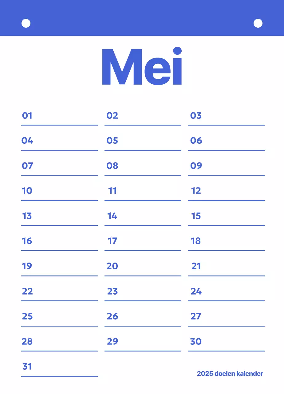 Nette kalender planning doelen tracker