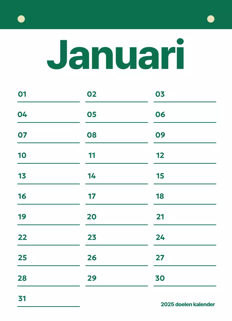 Nette kalender planning doelen tracker