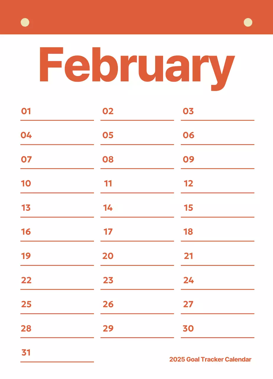 Pelacak Sasaran Perencanaan Kalender yang Rapi