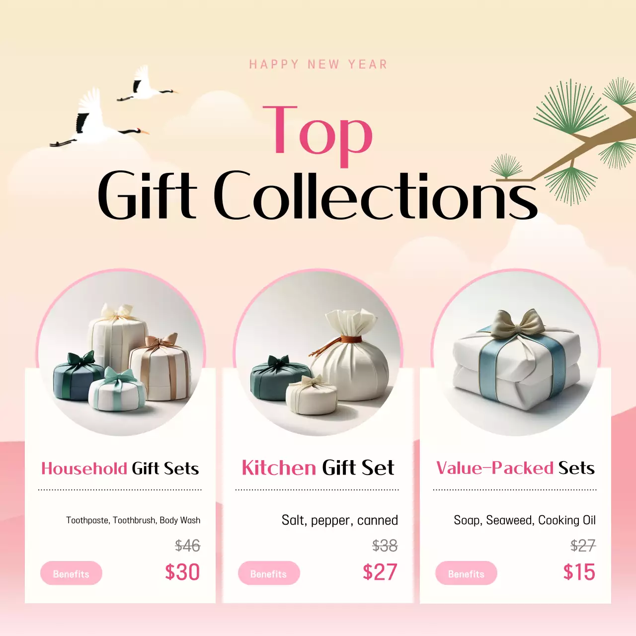 Carrossel de Instagram para promoção de feriados elegantes e rosa