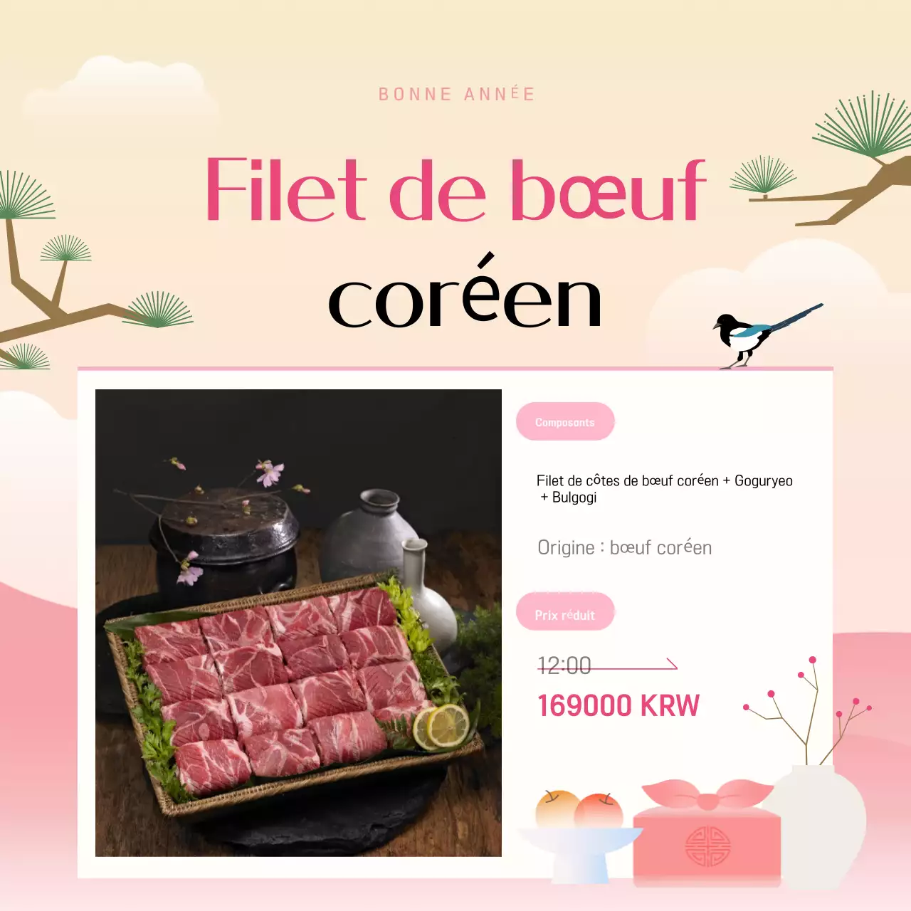 Cadeaux traditionnels roses et jaunes pour le Nouvel An chinois