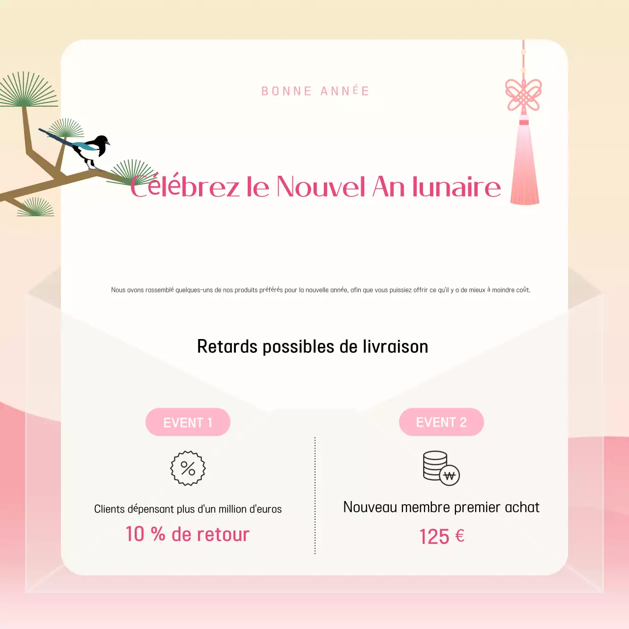 Cadeaux traditionnels roses et jaunes pour le Nouvel An chinois