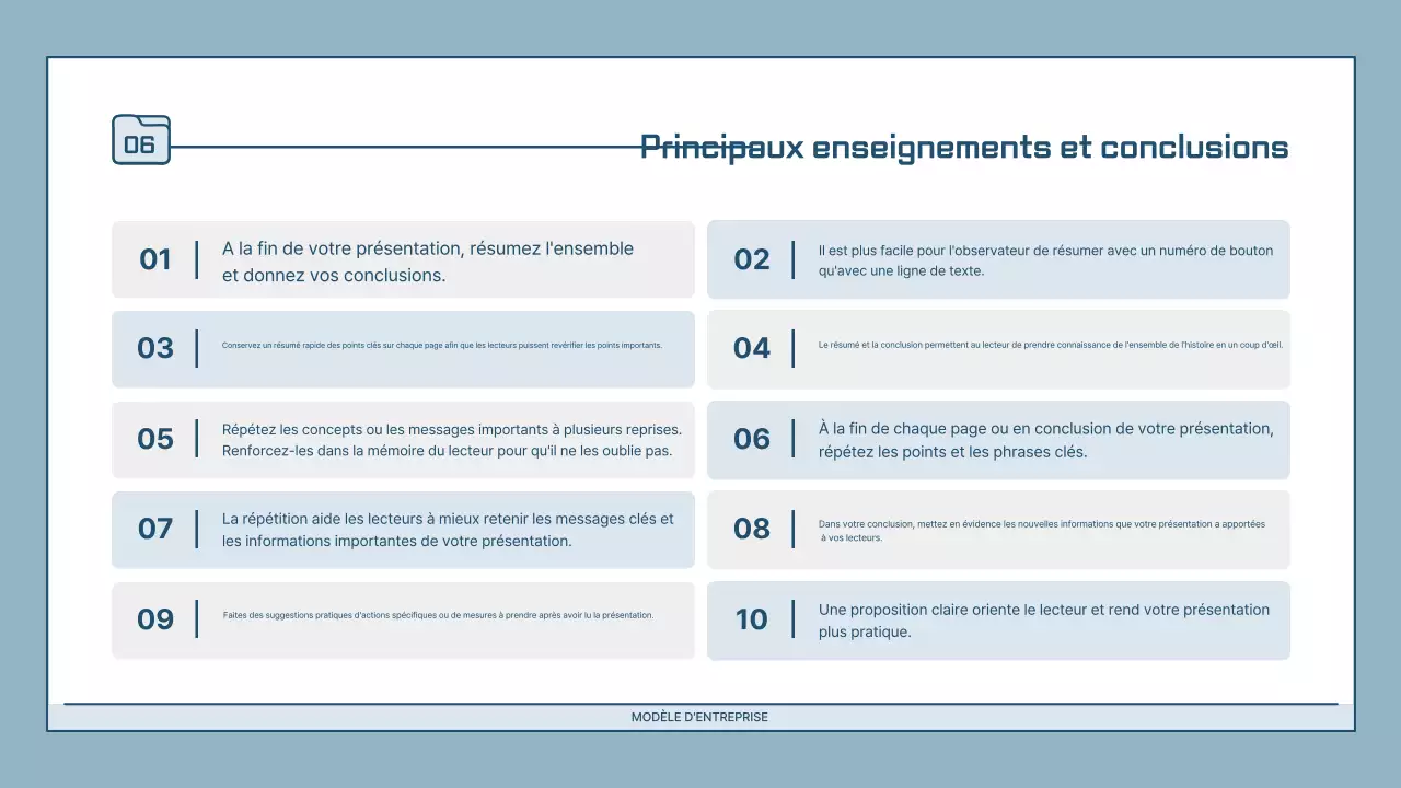 Description de la présentation moderne bleu clair