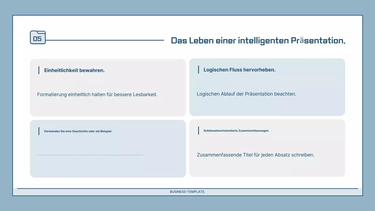 Hellblaue moderne Präsentation Beschreibung