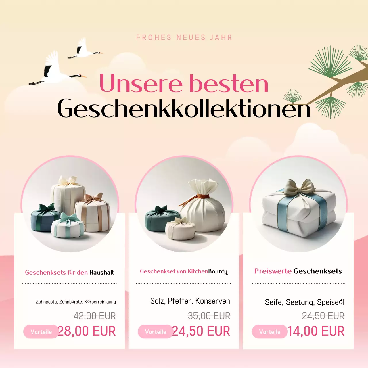 Rosa und gelbe traditionelle chinesische Neujahrsgeschenke Post