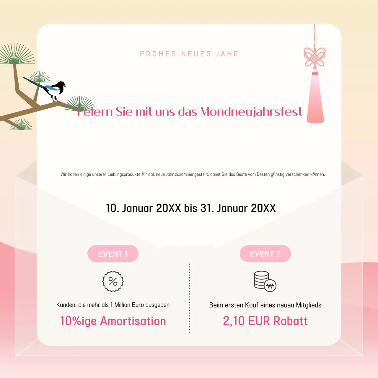 Rosa und gelbe traditionelle chinesische Neujahrsgeschenke Post