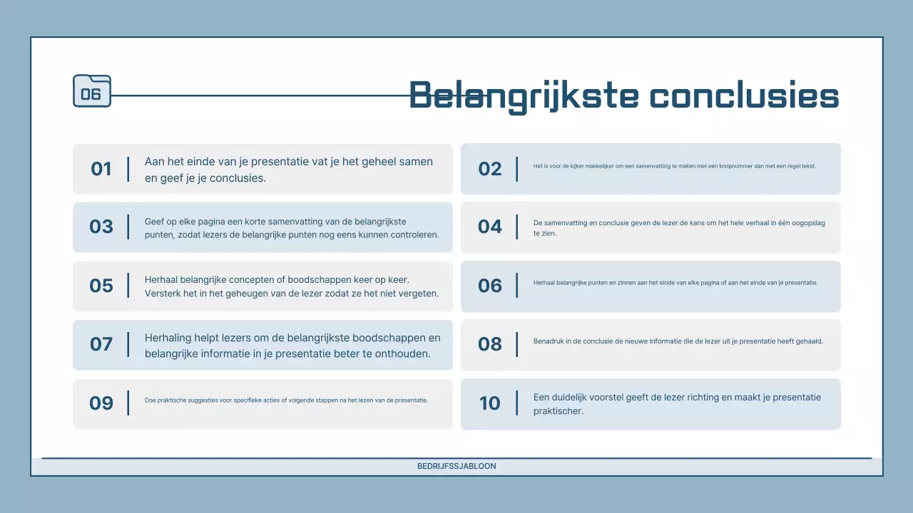 Lichtblauwe moderne presentatie beschrijving