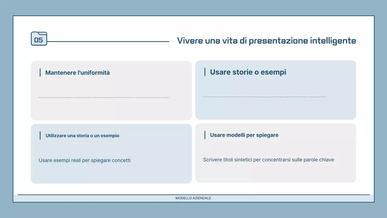 Descrizione della presentazione moderna in azzurro