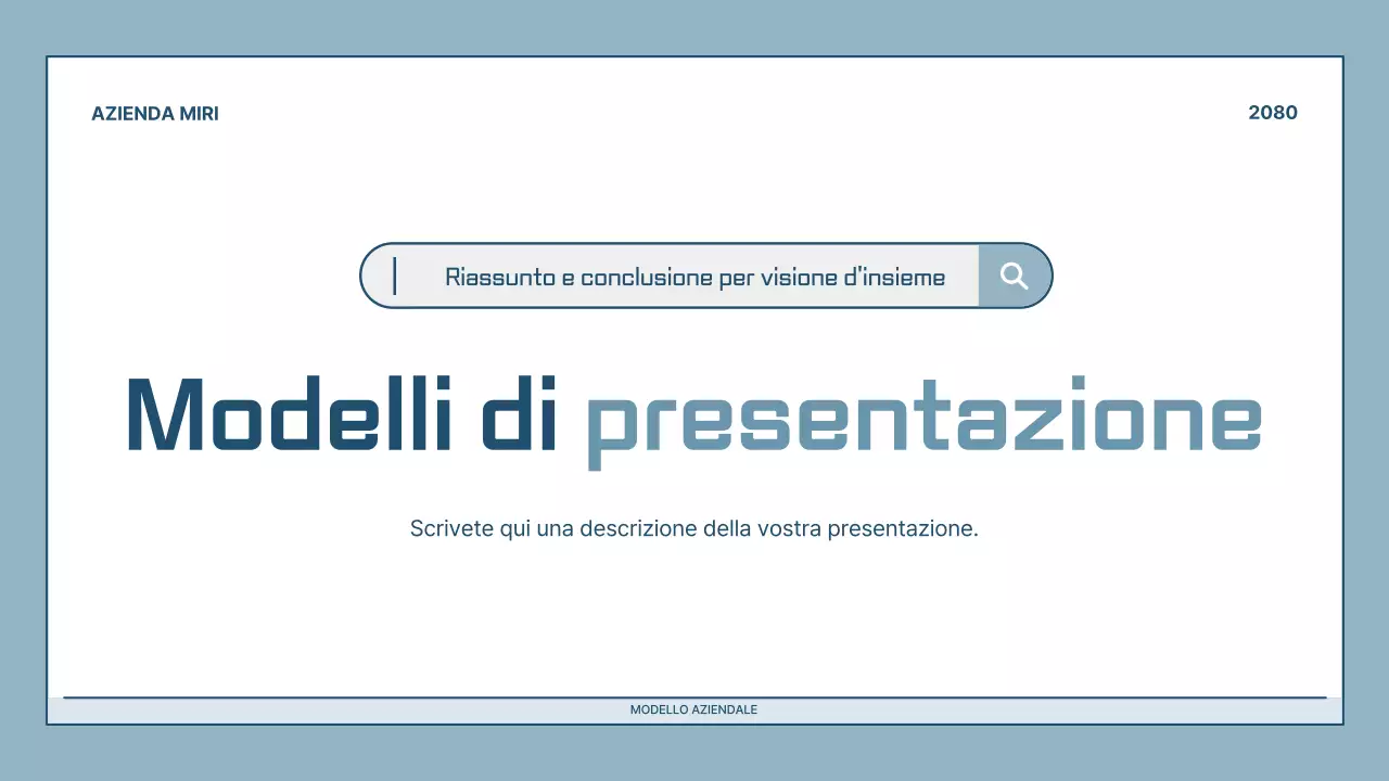 Descrizione della presentazione moderna in azzurro
