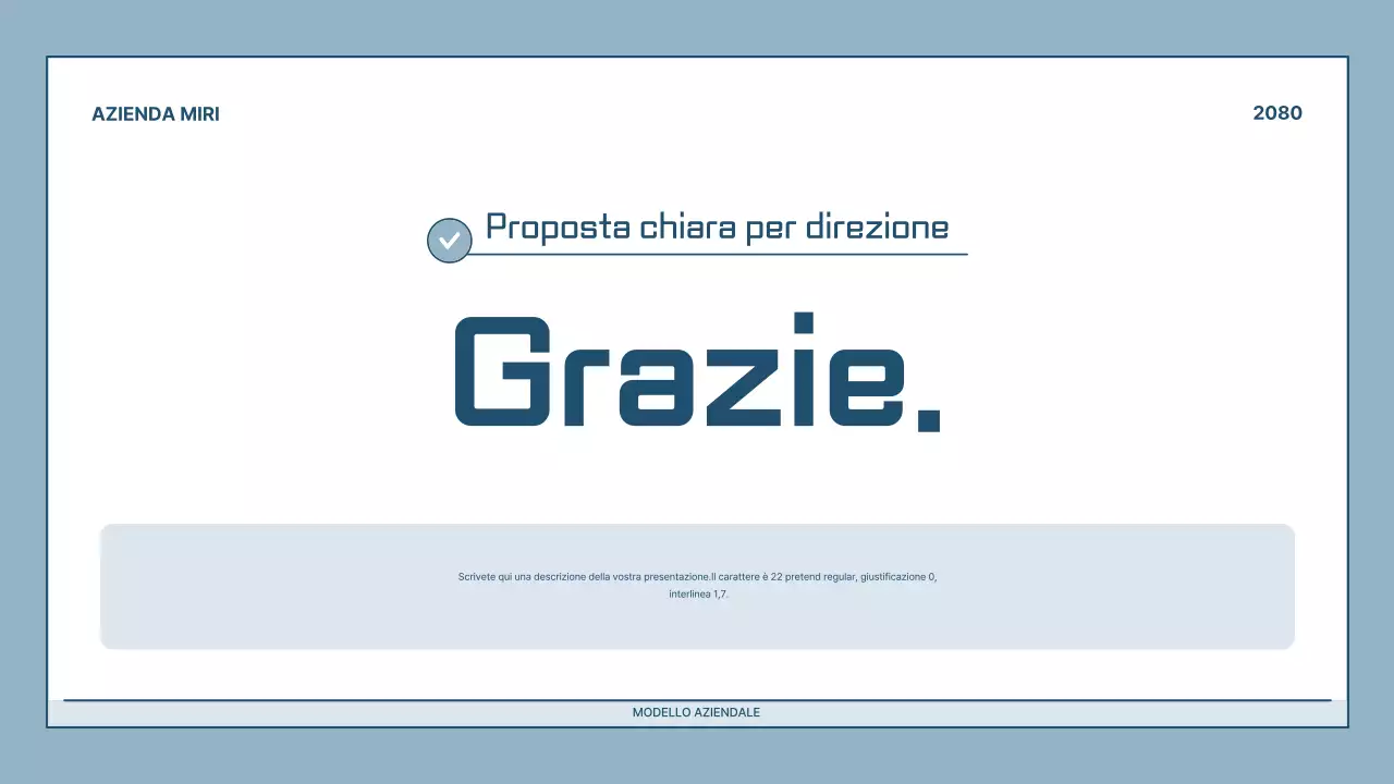 Descrizione della presentazione moderna in azzurro