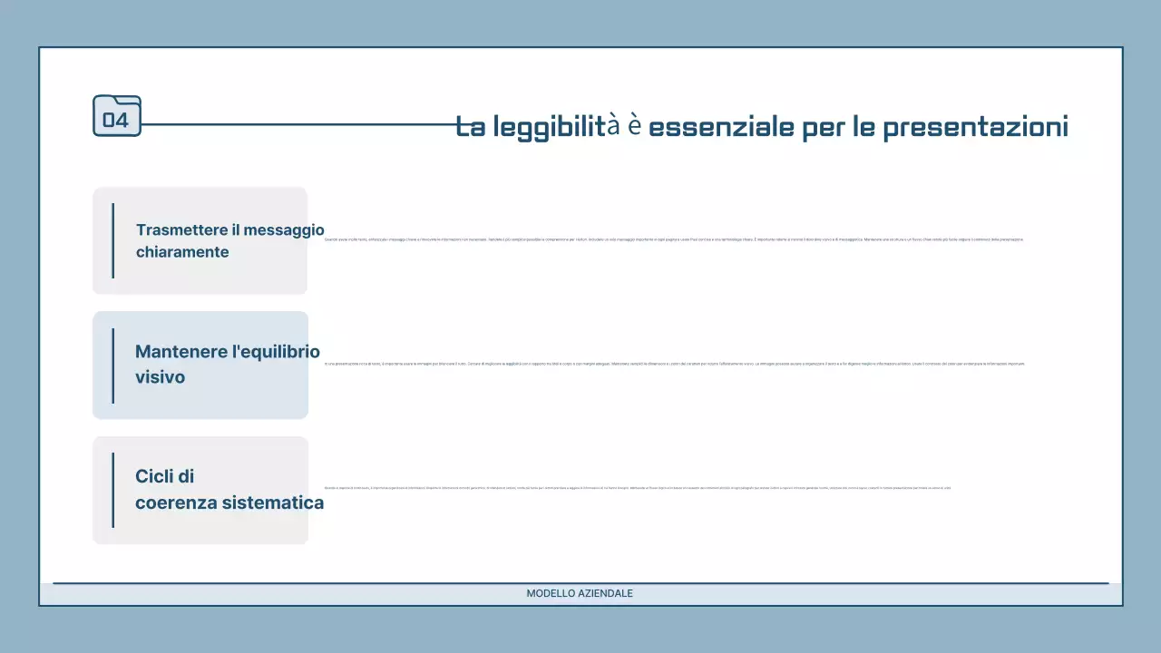 Descrizione della presentazione moderna in azzurro