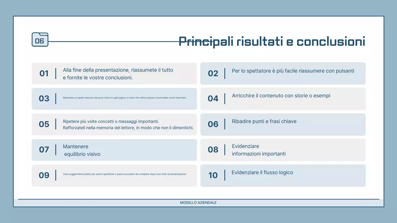 Descrizione della presentazione moderna in azzurro