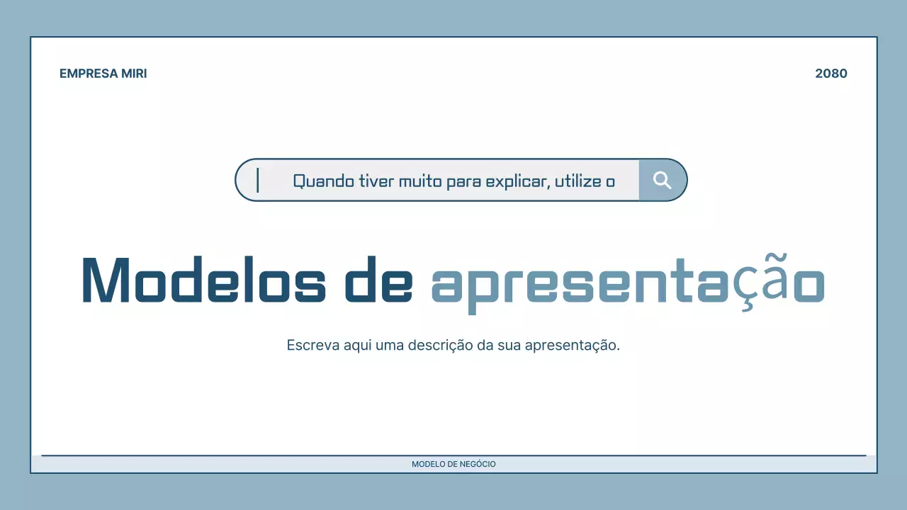 Descrição da apresentação moderna em azul claro