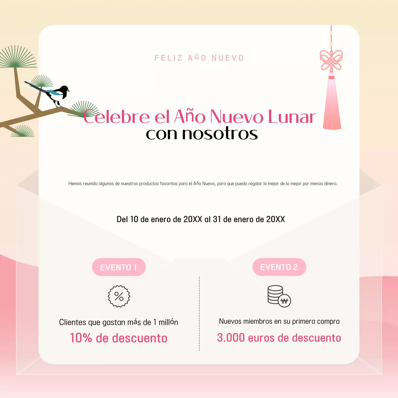 Regalos tradicionales rosas y amarillos para el Año Nuevo chino